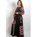 Boho Style Ukrainian Embroidered Maxi Broad Dress Black "Grace"